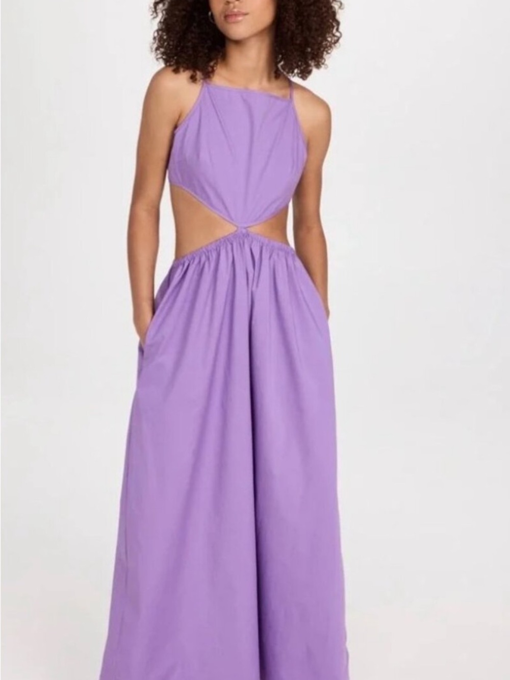 STAUD Lilac Cutout Halter Maxi Dress